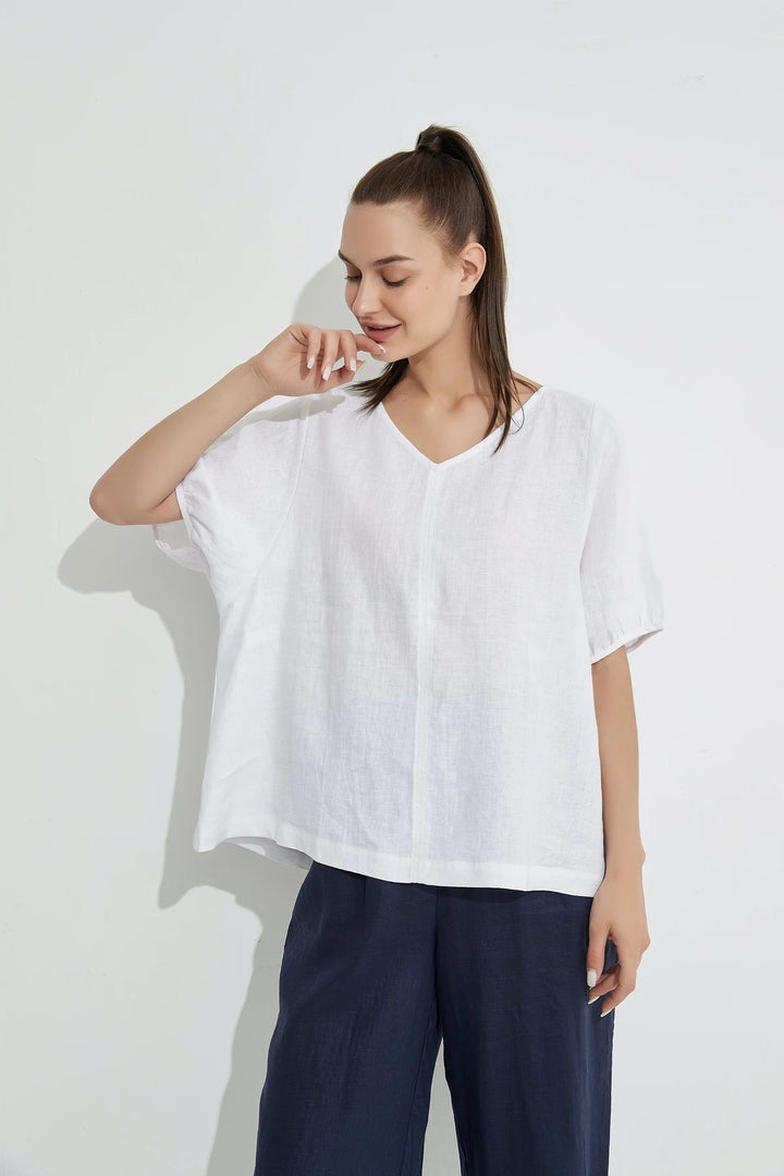 BISHOP SLEEVE TOP - WHITE
