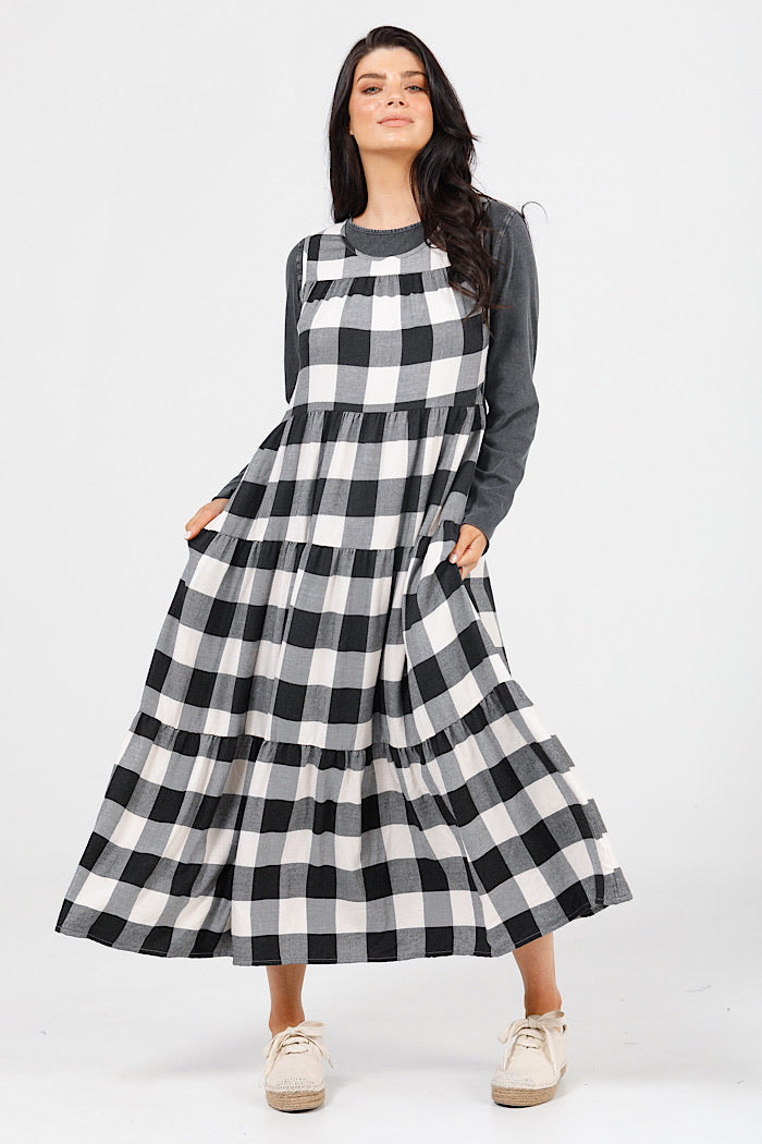 BODI DRESS - BLACK + WHITE CHECK - FINAL CLEARANCE