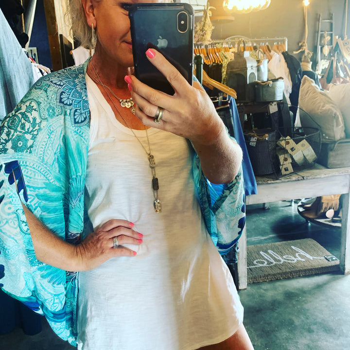 EXOTIC KIMONO CAPE - BLUE
