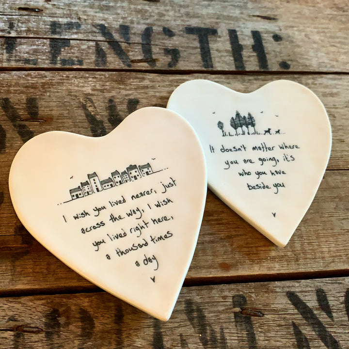 PORCELAIN WOBBLY HEART COASTER - BESIDE YOU