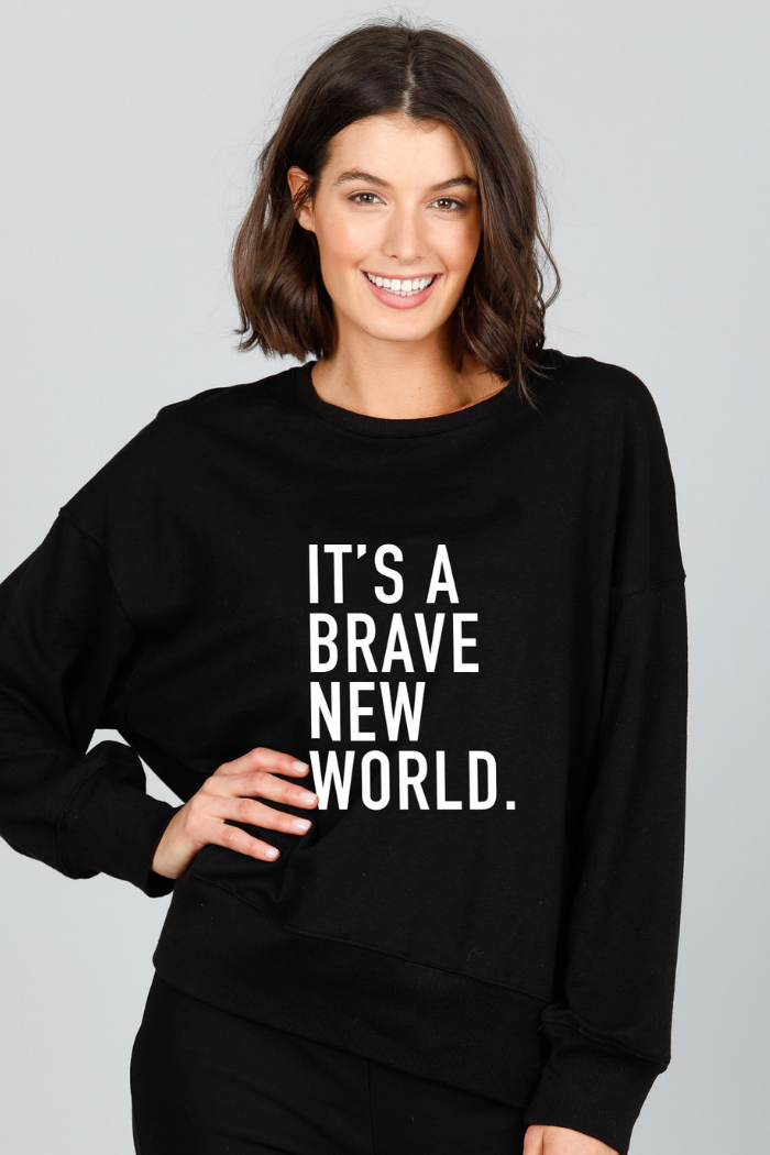 BRAVE NEW WORLD SWEAT - BLACK - FINAL CLEARANCE