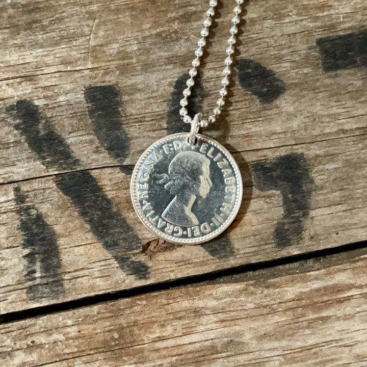LUCKY SILVER COIN NECKLACE - SIXPENCE