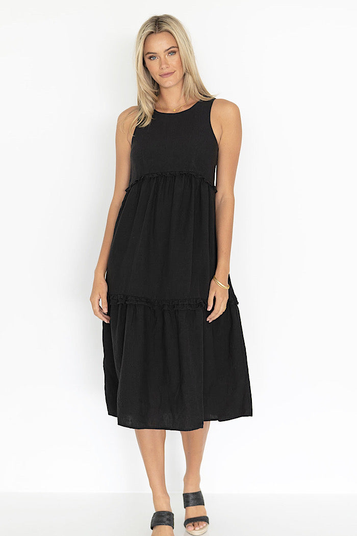 AVA MIDI DRESS - BLACK - FINAL CLEARANCE