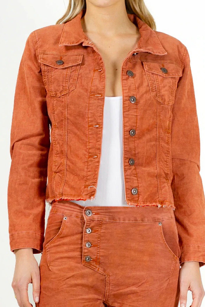 MERITAGE BABY CORD JACKET - APRICOT - FINAL CLEARANCE