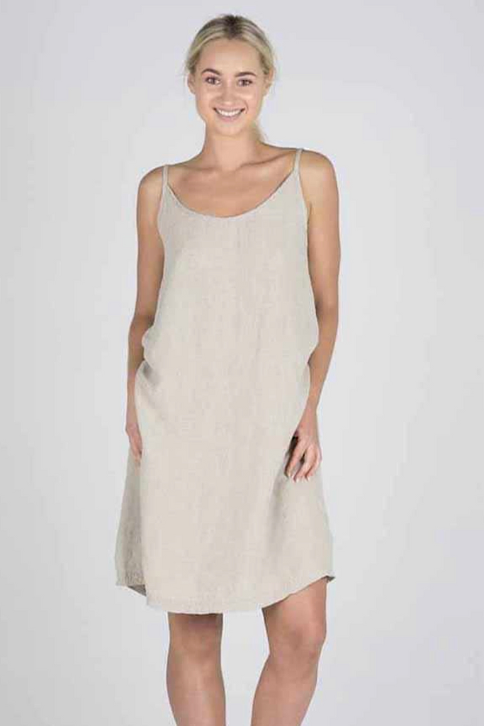 THE LINEN SLIP DRESS- NATURAL  Mickelloo