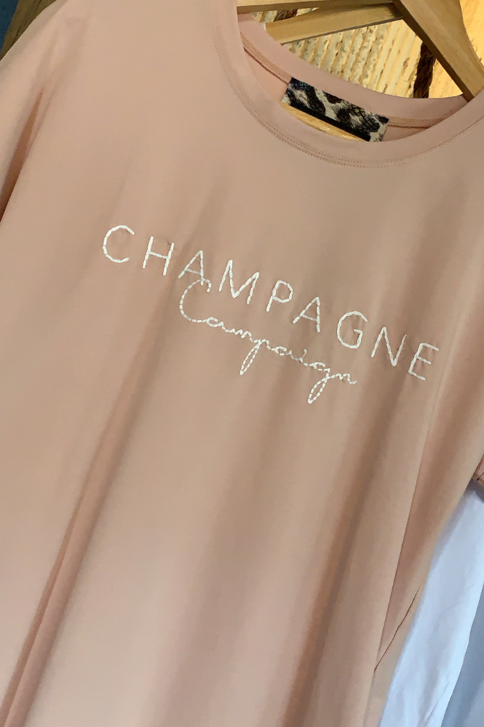 CHAMPAGNE CAMPAIGN TEE - BLUSH