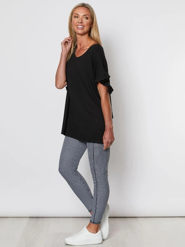 CHECK PRINTED LEGGING- BLACK