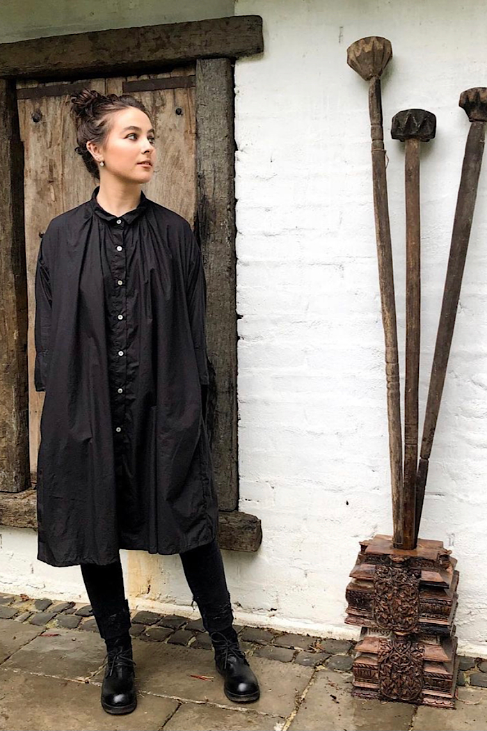 PIPER PAPER COTTON SHIRT LONG - BLACK