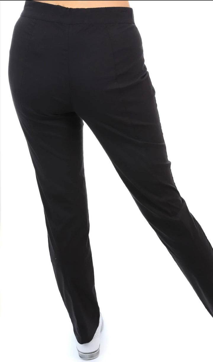 LONG SLIM TRAPEZE PANTS - BLACK