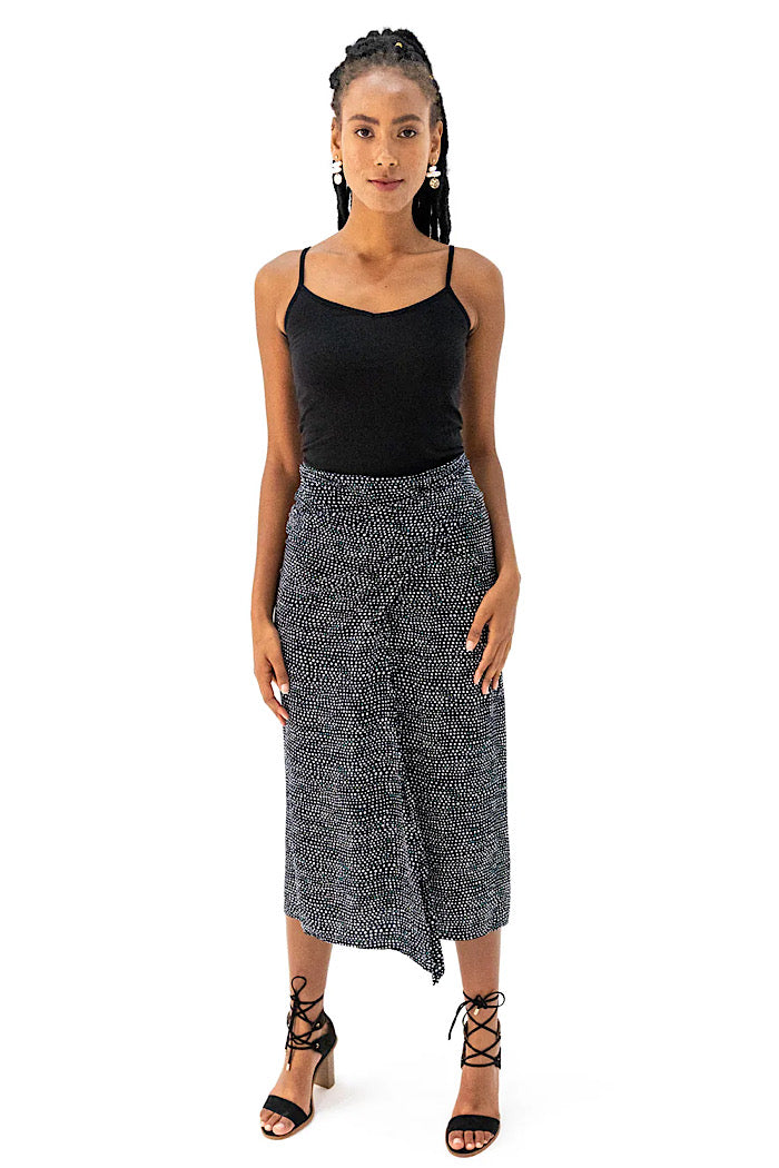 JAPANESE WRAP SKIRT - BLACK/WHITE