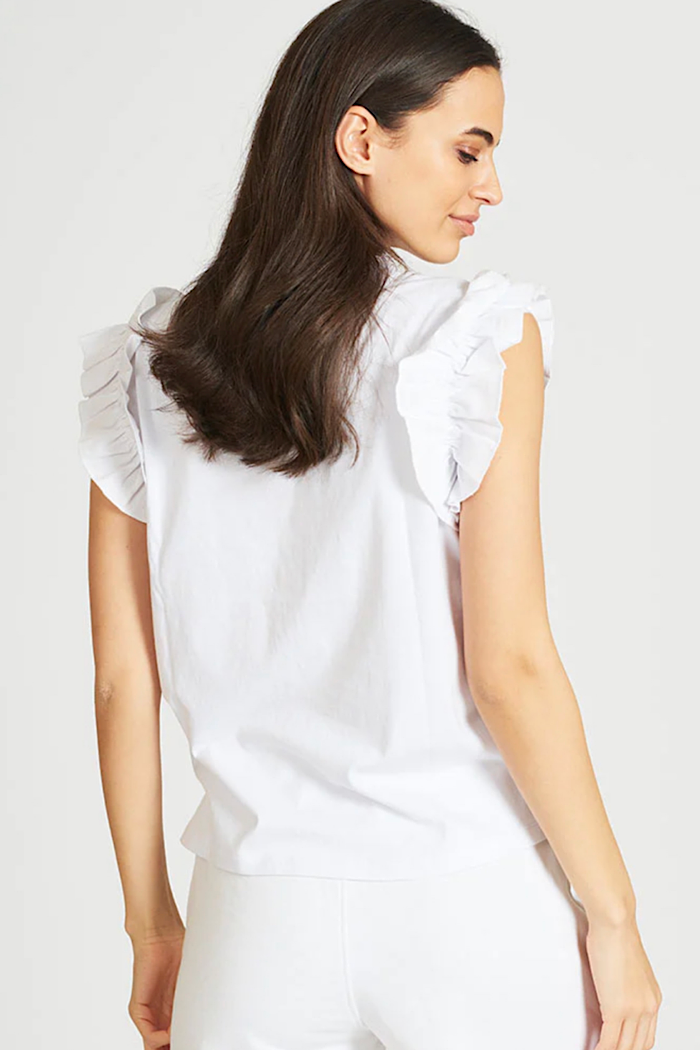 RUFFLE T-SHIRT - WHITE