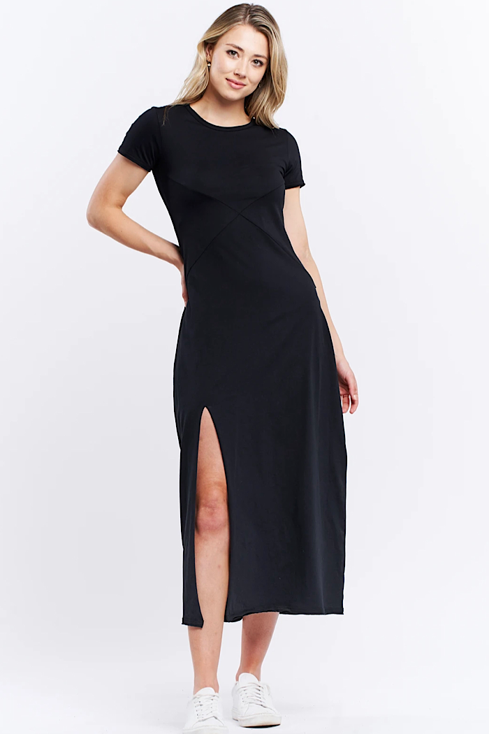ASYMMETRIC MAXI DRESS - BLACK