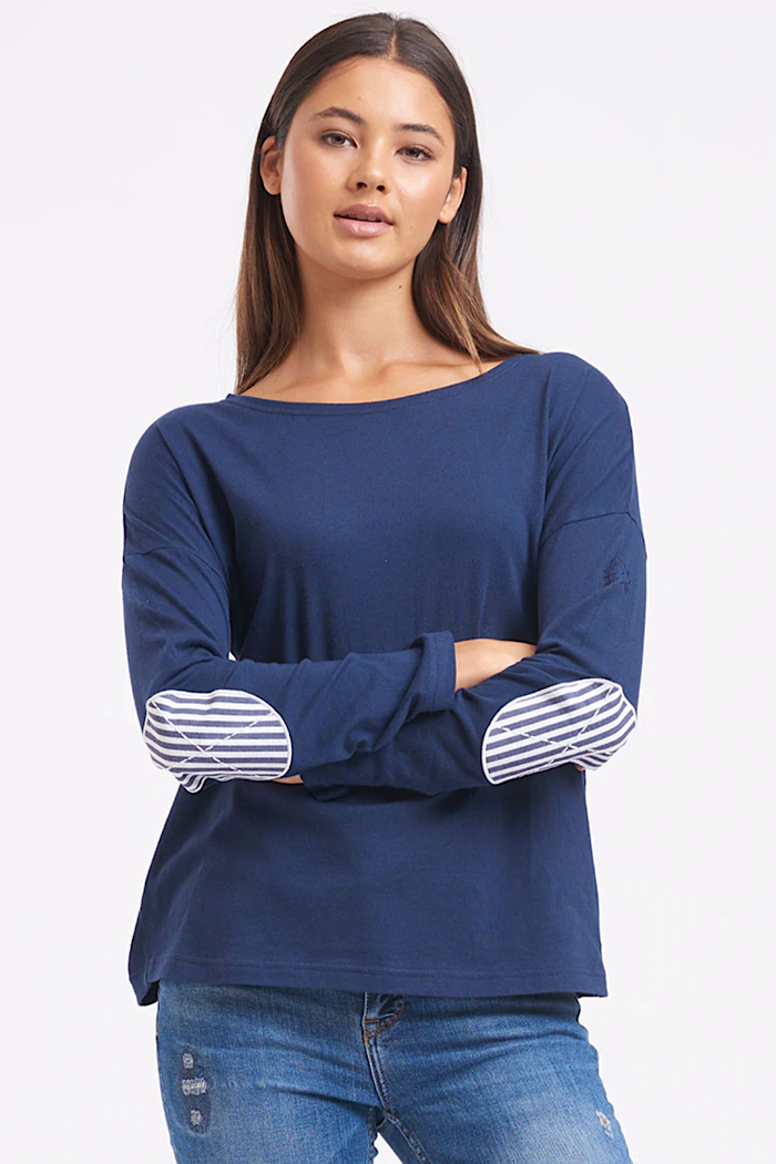 BRETON PLAIN ORGANIC COTTON TOP - NAVY - FINAL CLEARANCE