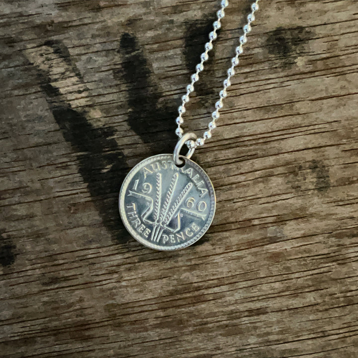 LUCKY SILVER COIN NECKLACE - THREEPENCE