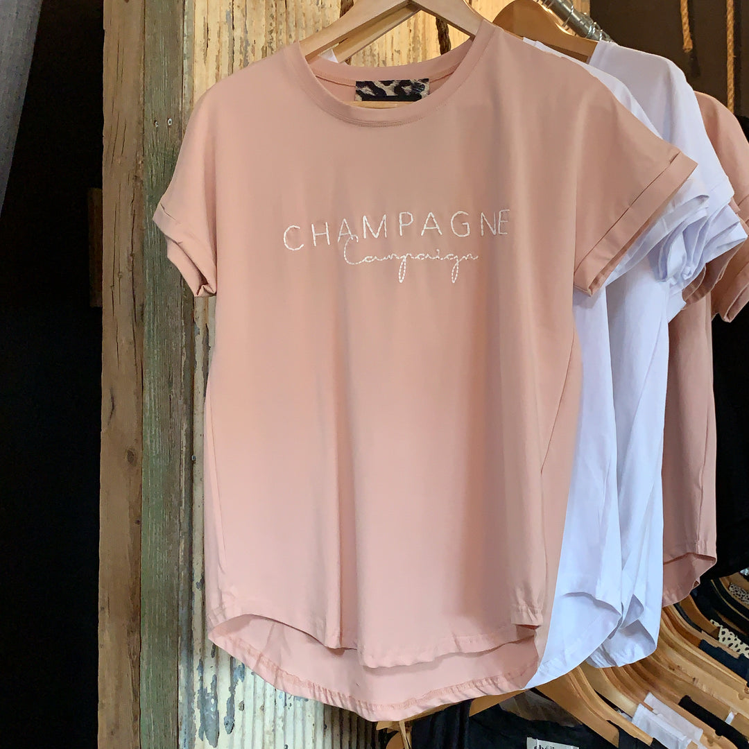 CHAMPAGNE CAMPAIGN TEE - BLUSH