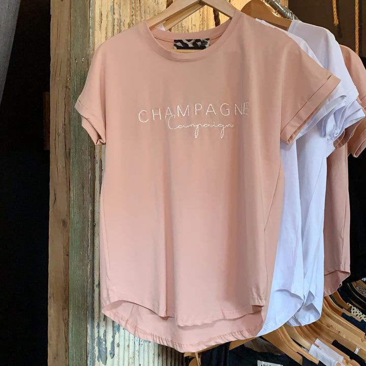 CHAMPAGNE CAMPAIGN TEE - BLUSH