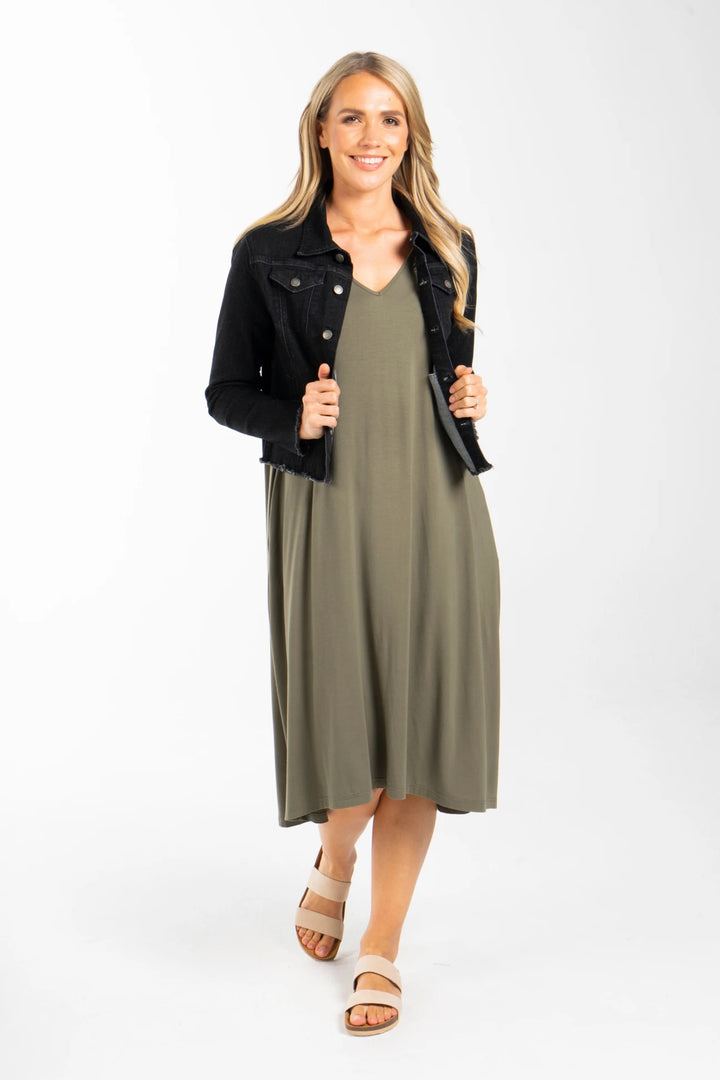 FRAYED CROPPED DENIM JACKET - BLACK - FINAL CLEARANCE