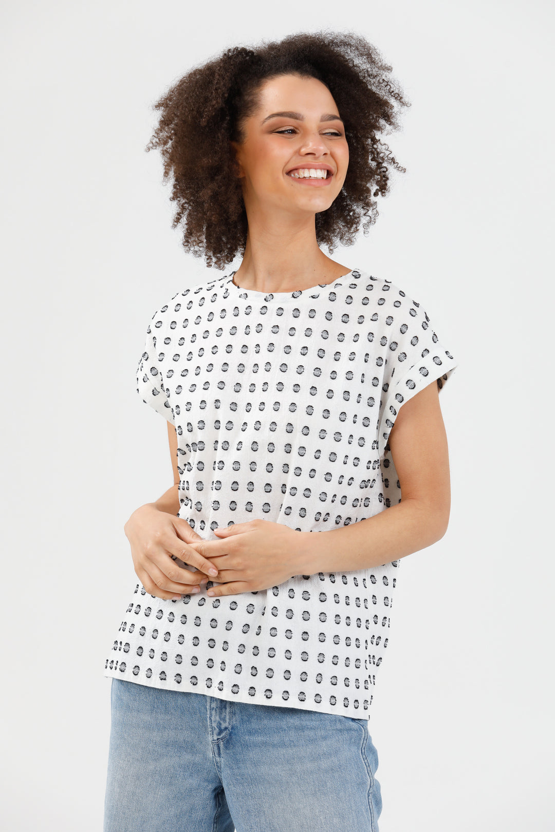 PERCY TOP - WHITE + BLACK SPOT - FINAL CLEARANCE
