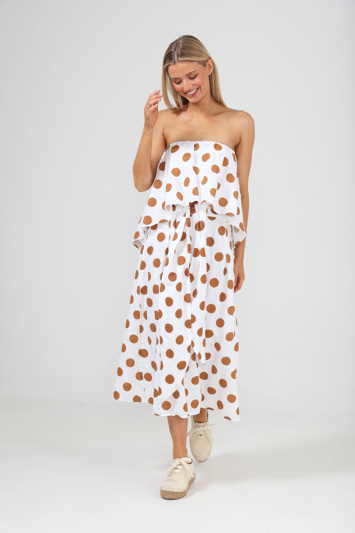 SORRENTO DRESS - TAN POLKA DOT - FINAL CLEARANCE