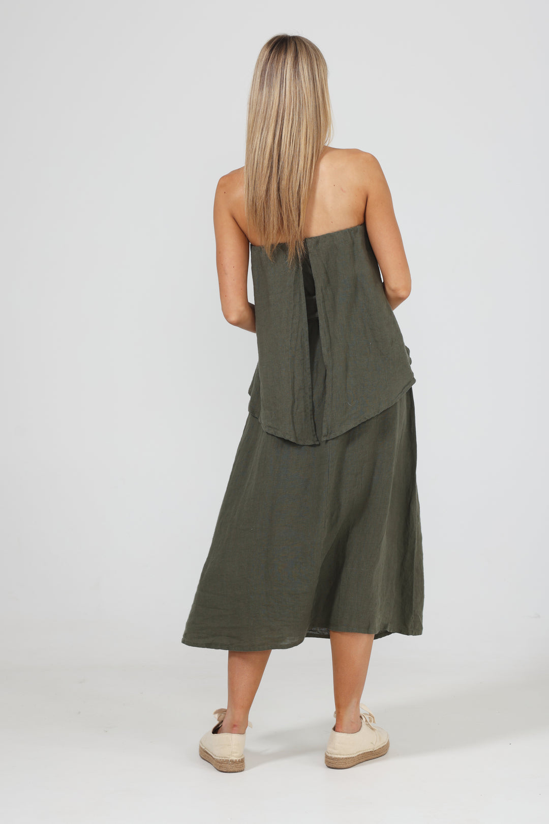 SORRENTO DRESS - THYME LINEN - FINAL CLEARANCE