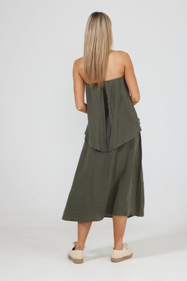 SORRENTO DRESS - THYME LINEN - FINAL CLEARANCE