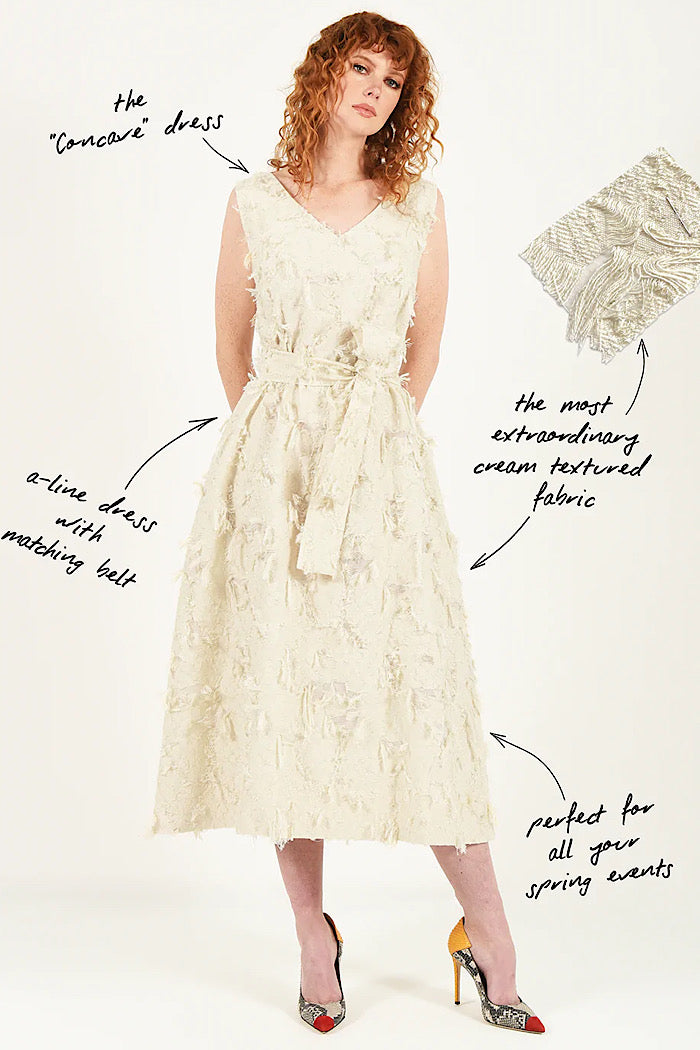 CONCAVE DRESS - CREAM - FINAL CLEARANCE Mickelloo CONCAVE DRESS - CREAM - FINAL CLEARANCE Mickelloo