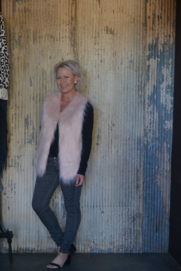 FAUX FUR VEST - SOFT PINK - FINAL CLEARANCE