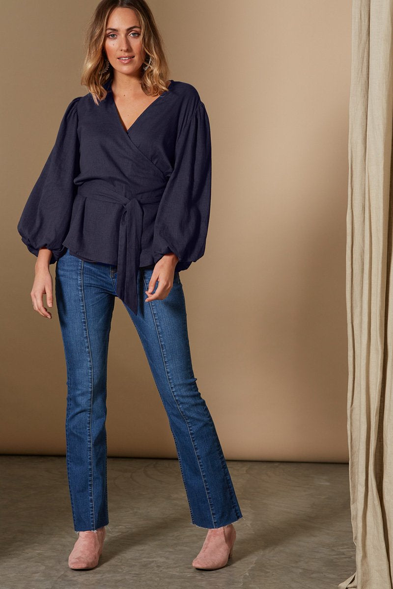 SOLACE CROSSOVER TOP - INDIGO