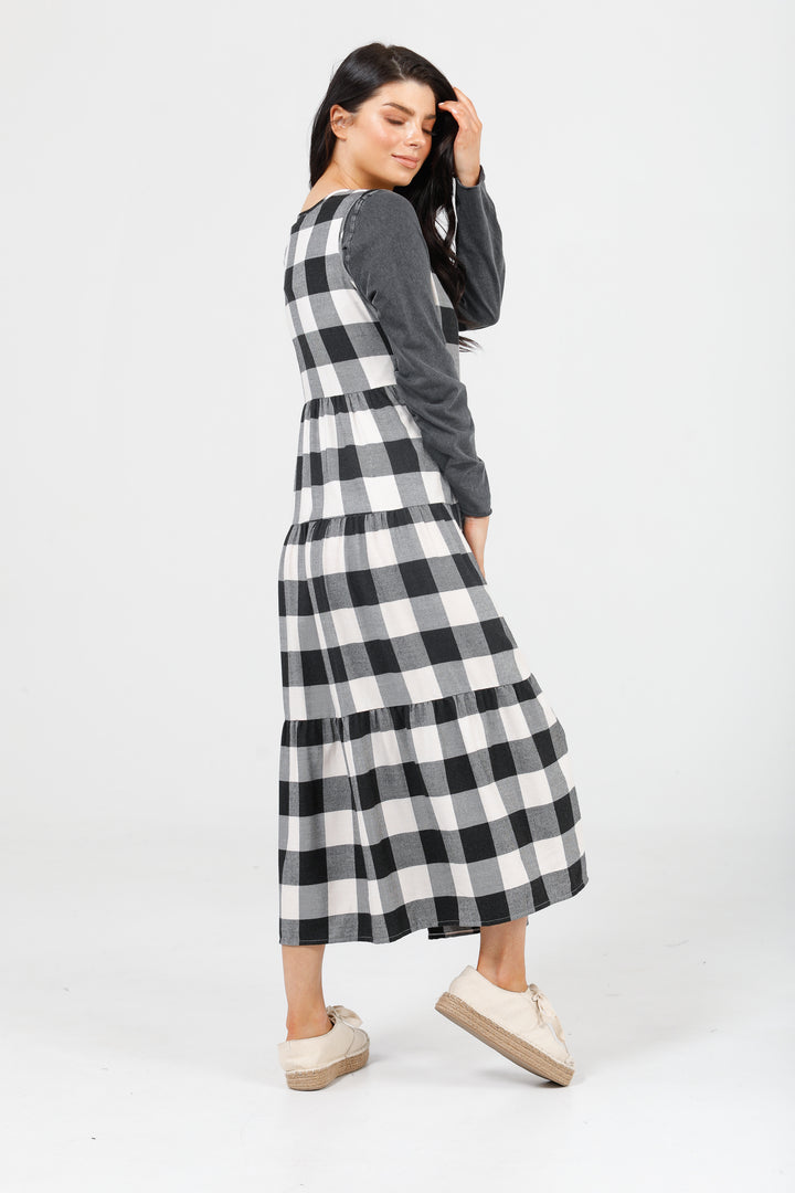 BODI DRESS - BLACK + WHITE CHECK - FINAL CLEARANCE