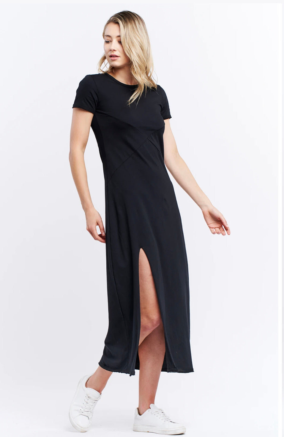 ASYMMETRIC MAXI DRESS - BLACK