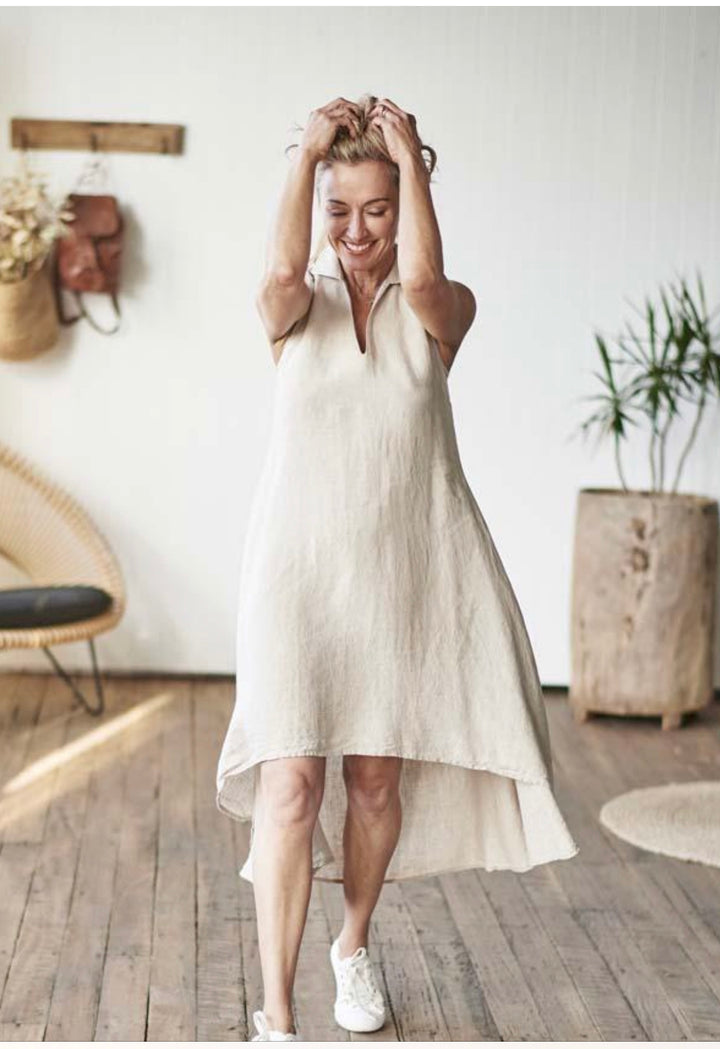 CIRCLYN LINEN DRESS - NATURAL