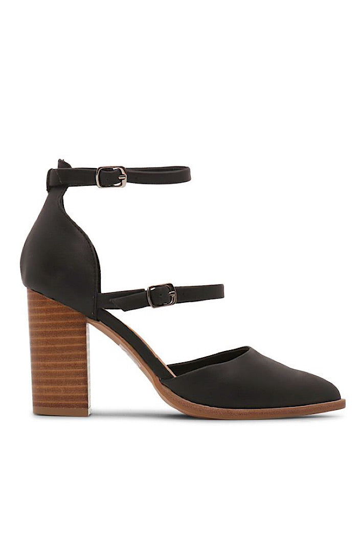 FLEUR CLOSED TOE HEELS - BLACK - FINAL CLEARANCE
