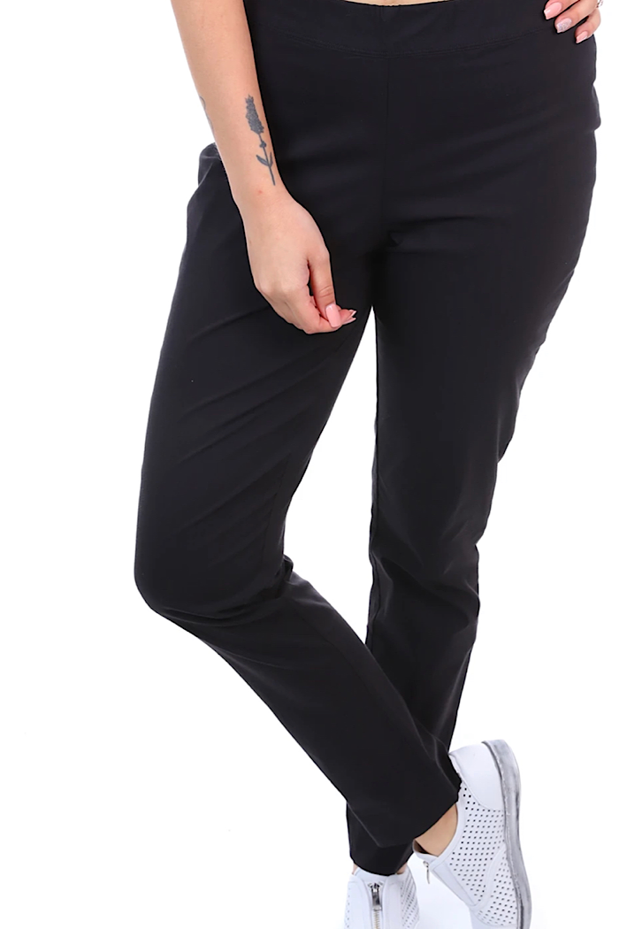 LONG SLIM TRAPEZE PANTS - BLACK